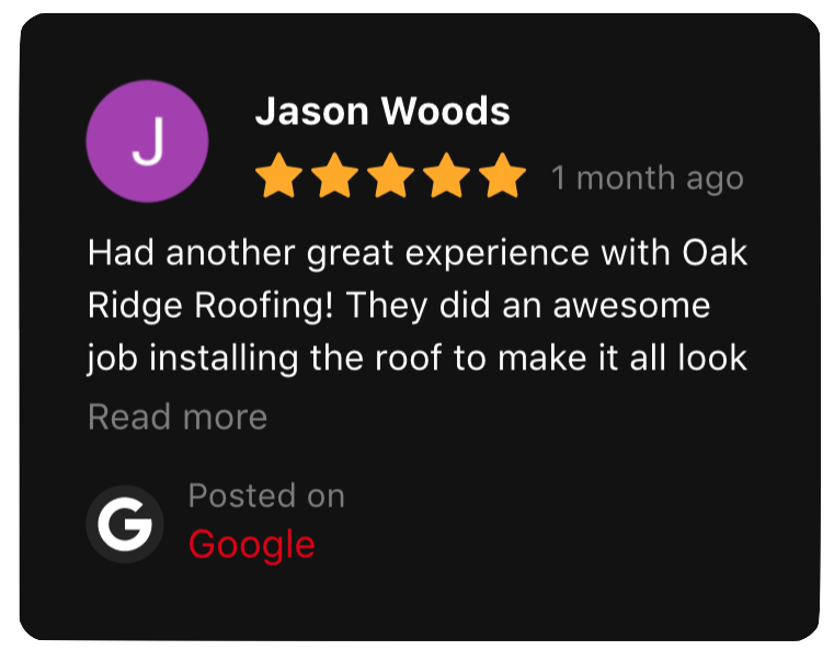 A review of an oak ridge roofing job.